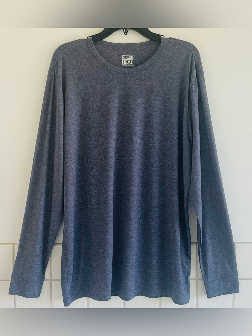 32 Degrees Men's Long Sleeve Performance Tee in Slate Blue Heather